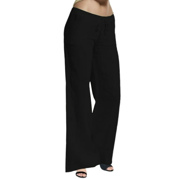 Womens Pants Casual Casual Elastic Leg Drawstring Waist Women Pants Straight Leg plus Size Rompers for Women Plaid Petite Short for Short Black M