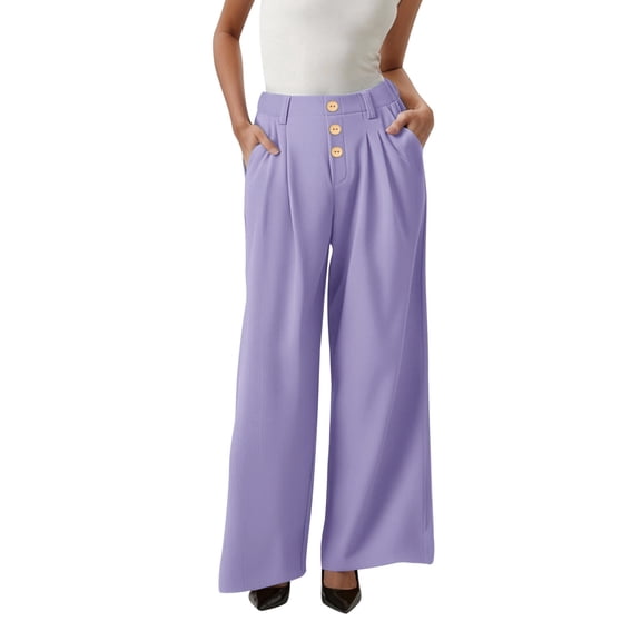 Womens Pants Casual Droopy High Waist Wide Leg Versatile Casual Loose Long Trousers Breathable Lightweight Fit Purple XXL
