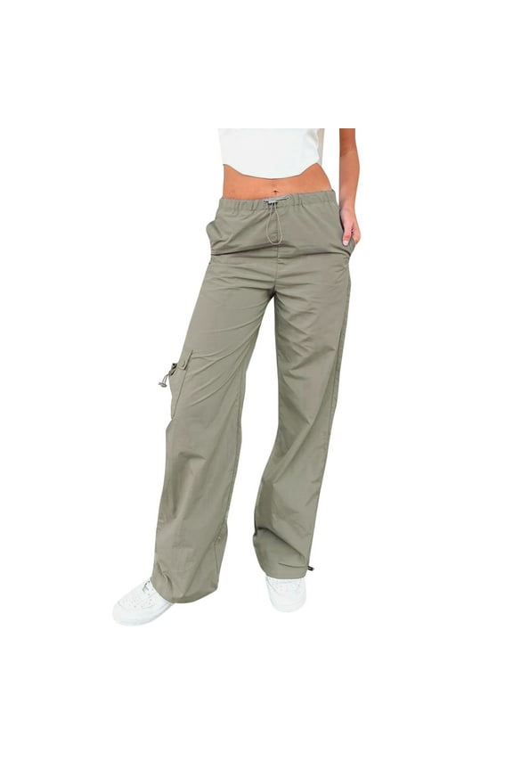 Womens Pants Casual High Waist Baggy Cargo Jeans Pocket Relaxed Fit Straight Wide Leg Fashion Jeans