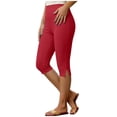 thumbnail image 1 of Womens Pants Casual High Waist Lightweight Soft Tight Fitted Yoga Pants 3/4 Length Seamless Workout Pants with Side Slits, 1 of 7