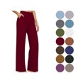 thumbnail image 1 of Womens Pants Casual Loose Cotton-Linen Wide Leg Drawstring Elastic Waist Solid Color Pockets Long Pants, 1 of 8