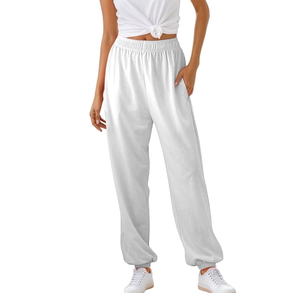 Womens Pants Casual Lounge Wear Sweatpants Trousers for Home Casual Sporty Ankle Versatile Lightweight Fit White M