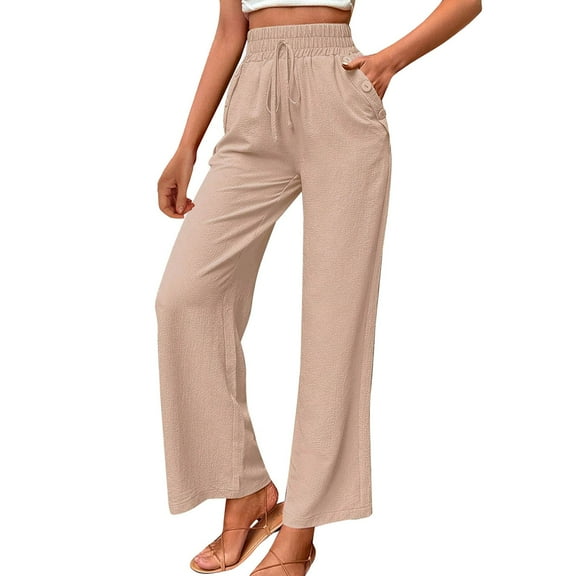 Womens Pants Casual Pants for Women Khaki Yoga Pants Comfy Sweatpants Women Wide Leg Trousers with Pockets Womens Summer Pants