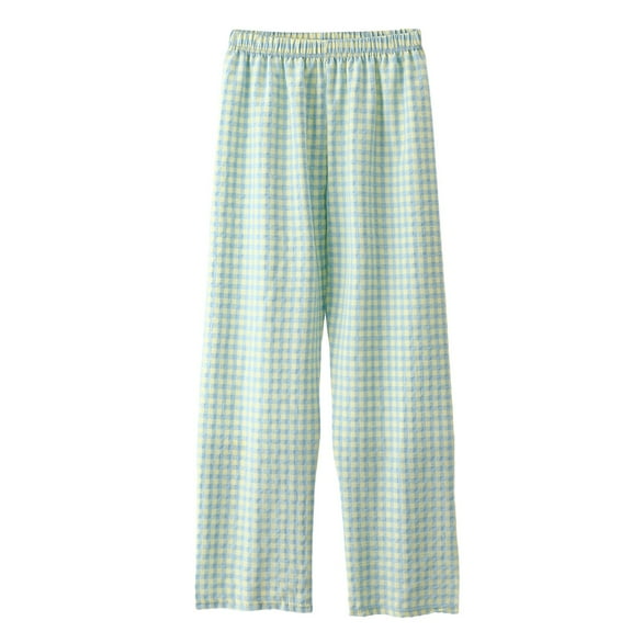 Womens Pants Casual Plaid Print Elastic Waist Drawstring Comfy Outdoor Wear Trousers