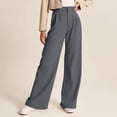 thumbnail image 1 of Womens Pants Casual Wide Leg Dress High Waist Tailored Button Down Trousers Pockets Pant Outwear, 1 of 5
