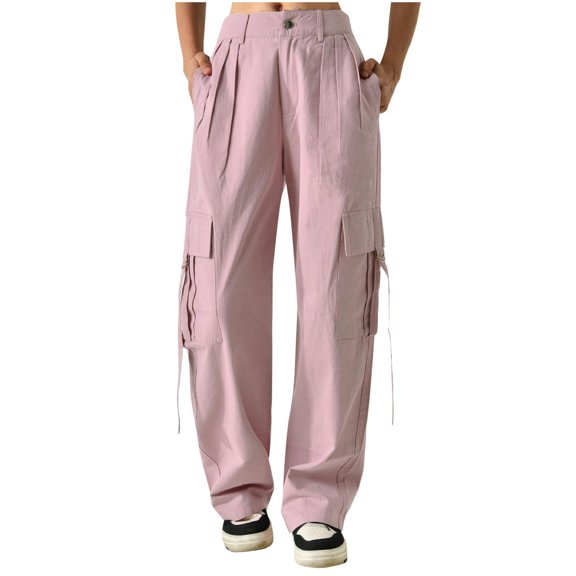 Womens Pants Casual Womens Pants PinkBaggy Pants Women Comfy Work Pants Women High Waisted Pants with Pockets Summer Pants
