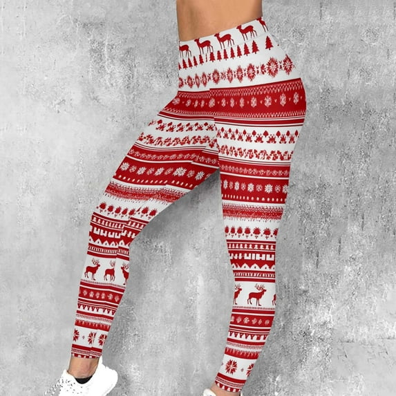 Womens Pants Christmas Print Leggings Sports Fitness Pants Solid Colored Casual Tight Fitting Yoga Pants Stretch Leggings,Pants for Women Plus Size Red XXXL