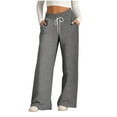 thumbnail image 1 of Erwazi Corduroy Pants for Women Drawstring Waisted Wide Leg Pants Casual Trousers with Pockets, 1 of 6