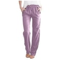 thumbnail image 1 of Womens Pants Clearance! Erwazi Womens Casual Pants Straight Leg Drawstring Elastic High Waist Loose Comfy Trousers Lounge Pants with Pockets, 1 of 3