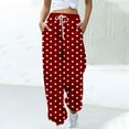 thumbnail image 1 of Womens Pants Color Blocked Printed Drawstring Casual Sweatpants Loose Pants,Pants for Women Plus Size Wine XXL, 1 of 5