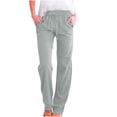thumbnail image 1 of Womens Pants Cotton Linen Relaxed Fit Pants Soft Elastic Waist Pull-On Trousers with Button Pockets, 1 of 6