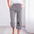 thumbnail image 1 of Womens Pants Dgankt Fashion Womens Casual Printing Elastic Loose Pants Straight Wide Leg Trousers with Pocket, 1 of 5