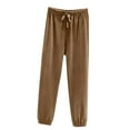 thumbnail image 1 of Womens Pants Drawstring Waist Joggers Loose Fit Casual Jogger Bottom Lightweight Elastic Ankle Cuffs Soft Trousers 2025 Light Brown L, 1 of 2