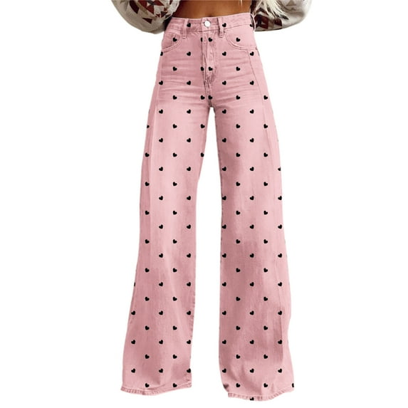 Womens Pants Dressy Casual, Comdrip Ladies' Small Fresh Casual Wide Leg Pants with Pockets Women Work Pants Pink L