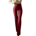 thumbnail image 1 of Womens Pants Elastic Waist Bell Bottoms Fashion Solid Leggings Casual Trousers Trendy Dressy XL, 1 of 5