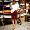 thumbnail image 1 of Womens Pants Elastic Waist High Waisted Shorts Casual Summer Pockets Shorts, 1 of 6