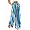 thumbnail image 1 of Womens Pants Elastic Waist Light-Weight Palazzo Pants for Women Casual Lounge Wide Leg Pants Woman Colorful - Blue S, 1 of 9