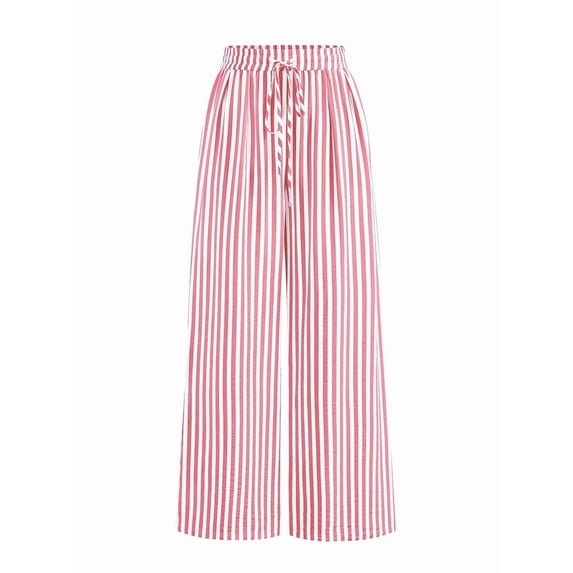Womens Pants Elastic Waist Light-Weight Palazzo Pants for Women Casual Lounge Wide Leg Pants Woman Pink XXL