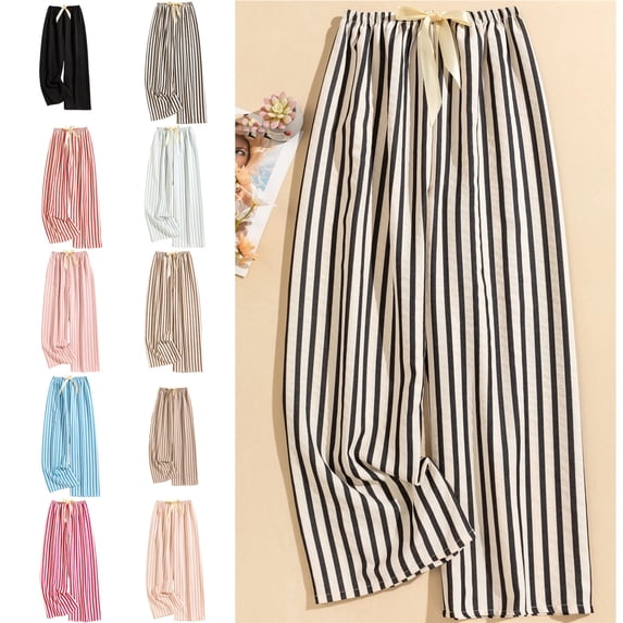 Womens Pants Elastic Waist Lightweight Pants for Women Casual Lounge Wide Leg Pants Woman Beige Free