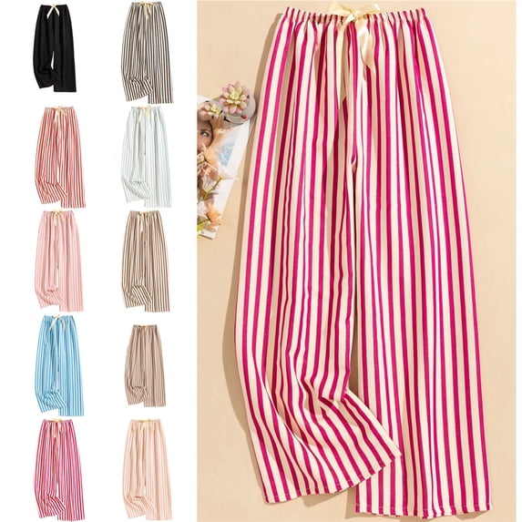 Womens Pants Elastic Waist Lightweight Pants for Women Casual Lounge Wide Leg Pants Woman Hot Pink Free