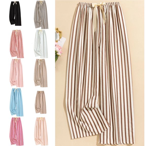 Womens Pants Elastic Waist Lightweight Pants for Women Casual Lounge Wide Leg Pants Woman Khaki Free