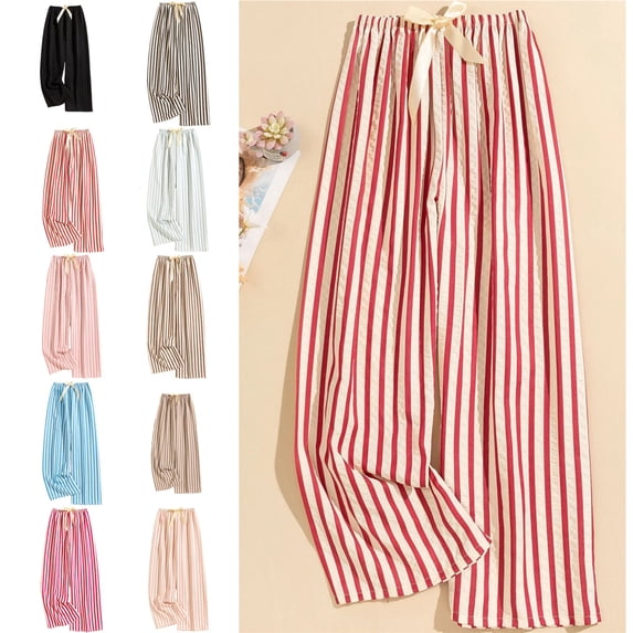 Womens Pants Elastic Waist Lightweight Pants for Women Casual Lounge Wide Leg Pants Woman Red Free