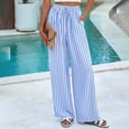 thumbnail image 1 of Womens Pants Elastic Waist Striped Print Lightweight Palazzo Pants Casual Wide Leg Pants with Pockets XL, 1 of 7