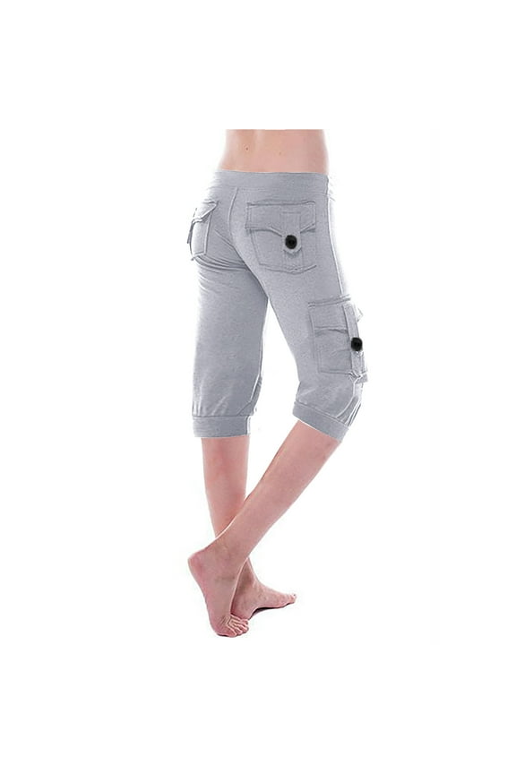 Womens Pants Elasticated Cargo Slacks Slim Fit Straight Leg Shorts Solid Color Trousers Work Utility Pants Plus Size Slacks Scruffs Workwear Shorts High Waist Trousers On Clearance