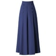 thumbnail image 1 of Womens Pants Fashion Pleated Wide Leg Pants Women's Spring And Summer High Waist Loose Slim Middle Aged Women's Pants Nine Points Culottes Casual Swing Pants, 1 of 4