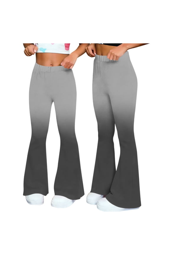 Pants for Women Fashion Casual Loose Gradient Print Flare Sports Fitness Yoga Wide Leg Long Trousers Pants Black M