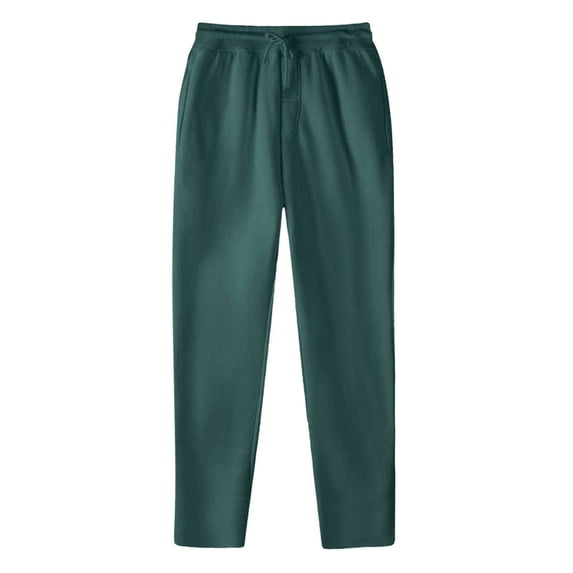 Womens Pants Fleece Lined Solid Color Elastic High Waist Drawstring Wide Straight Leg Bottom Sweatpants Joggers With Pockets Activewear,Green,XXXL