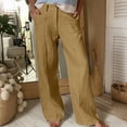 thumbnail image 1 of Womens Pants High Waist Wide Leg Pants Comfortable Straight Leg Casual Trousers with Buttons Zipper & Pockets Loose Fit for Daily Wear, 1 of 6