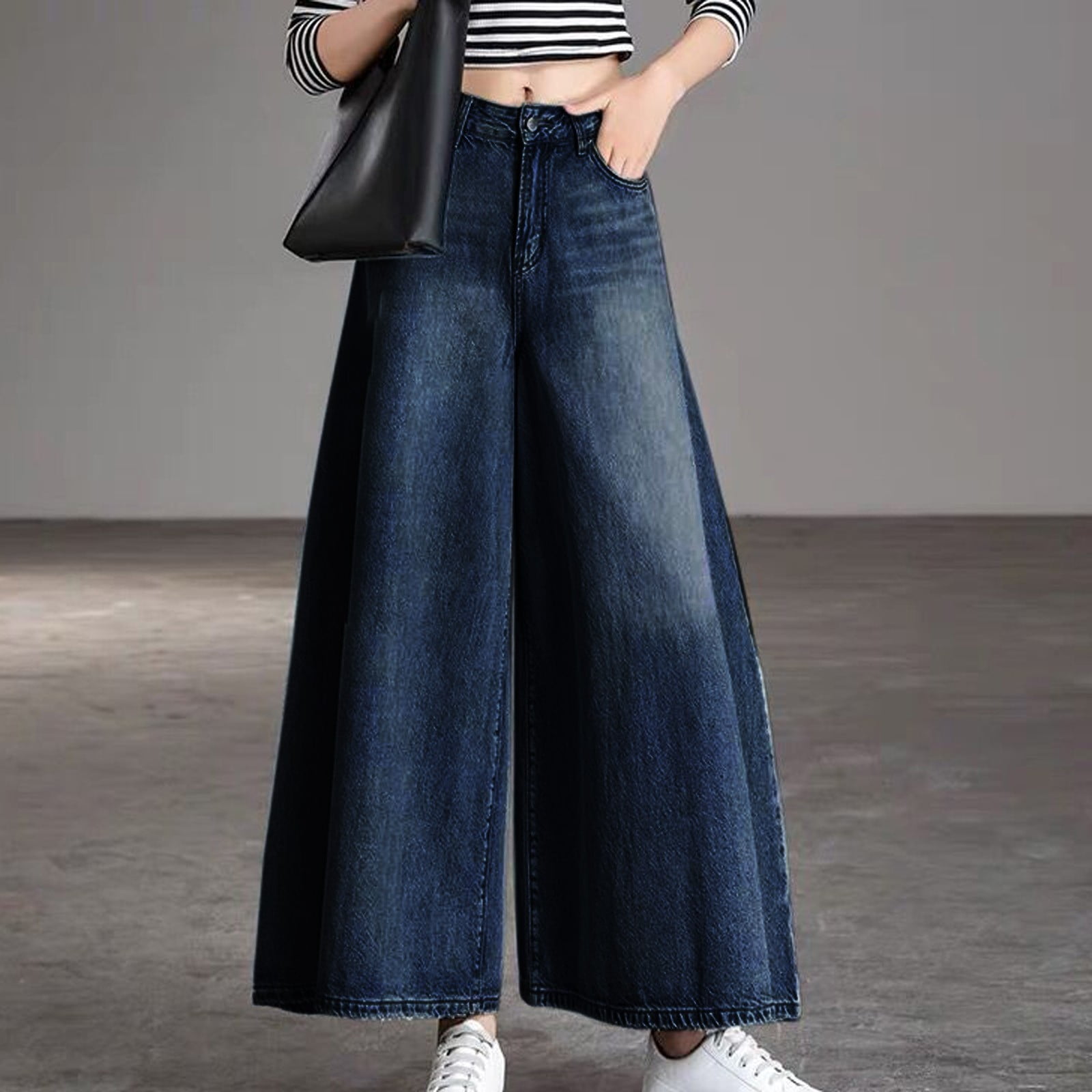 Womens Pants High Waisted Wide Leg In Spring Autumn Tall Large Hem Skirt Washed Denim Big Leg Pant Outwear Walmart