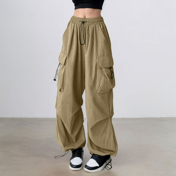 Womens Pants Ladies Casual Pants Khaki Yoga Pants Comfy Work Pants Women High Waist Wide Leg Pants Womens Summer Pants
