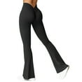 thumbnail image 1 of Womens Pants Ladies Scrunch Flare Legging V Back Lift Wide Leg High Waist Gym Workout Yoga Pant Yoga Pants Black L, 1 of 7