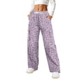 thumbnail image 1 of Womens Pants Leopard Print Elastic Waist Drawstring Wide Leg Cargo Pants With Multi Pockets Casual Loose Fit Athletic Lounge Pants For Daily Streetwear, 1 of 4