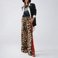 thumbnail image 1 of Womens Pants Leopard Print Side Stripes Straight Leg Thin Drawstring Pants Summer Loose Casual Brown XXL, 1 of 6
