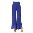 thumbnail image 1 of Womens Pants Lightweight Chiffon High Elastic Waist Flowing Trousers Flared Straight Leg Wedding Culottes Daily-Wear, 1 of 9