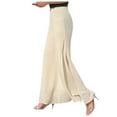 thumbnail image 1 of Womens Pants Lightweight Chiffon High Elastic Waist Flowing Trousers Flared Straight Leg Wedding Culottes Outwear, 1 of 9