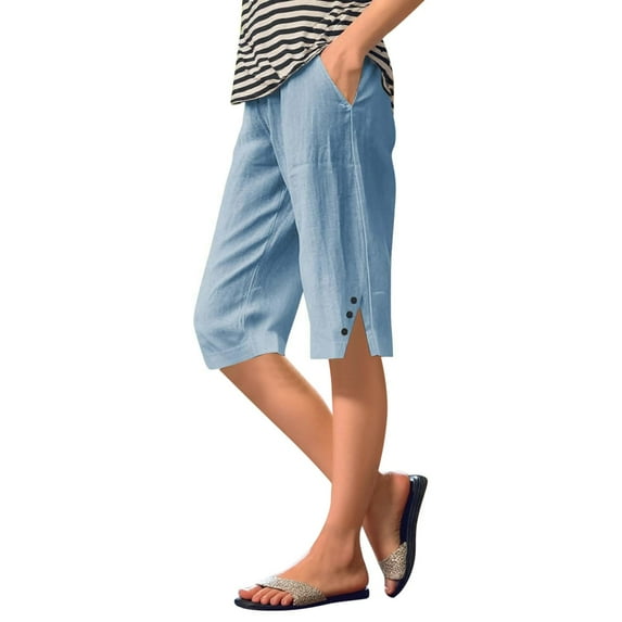 Womens Pants Pants for Women Work Casual plus Size Women's Casual for Work Womens Pant Suits Pencil Pant plus Size Yoga with Pockets Women Loose Track Knee Length Blue L
