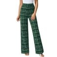 thumbnail image 1 of Womens Pants Plaid Print Straight Tube High Waist Casual Trousers,Pants for Women Plus Size Green XXXXL, 1 of 6