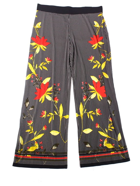 Plus Size Printed Palazzo Pants Floral Grid 1X