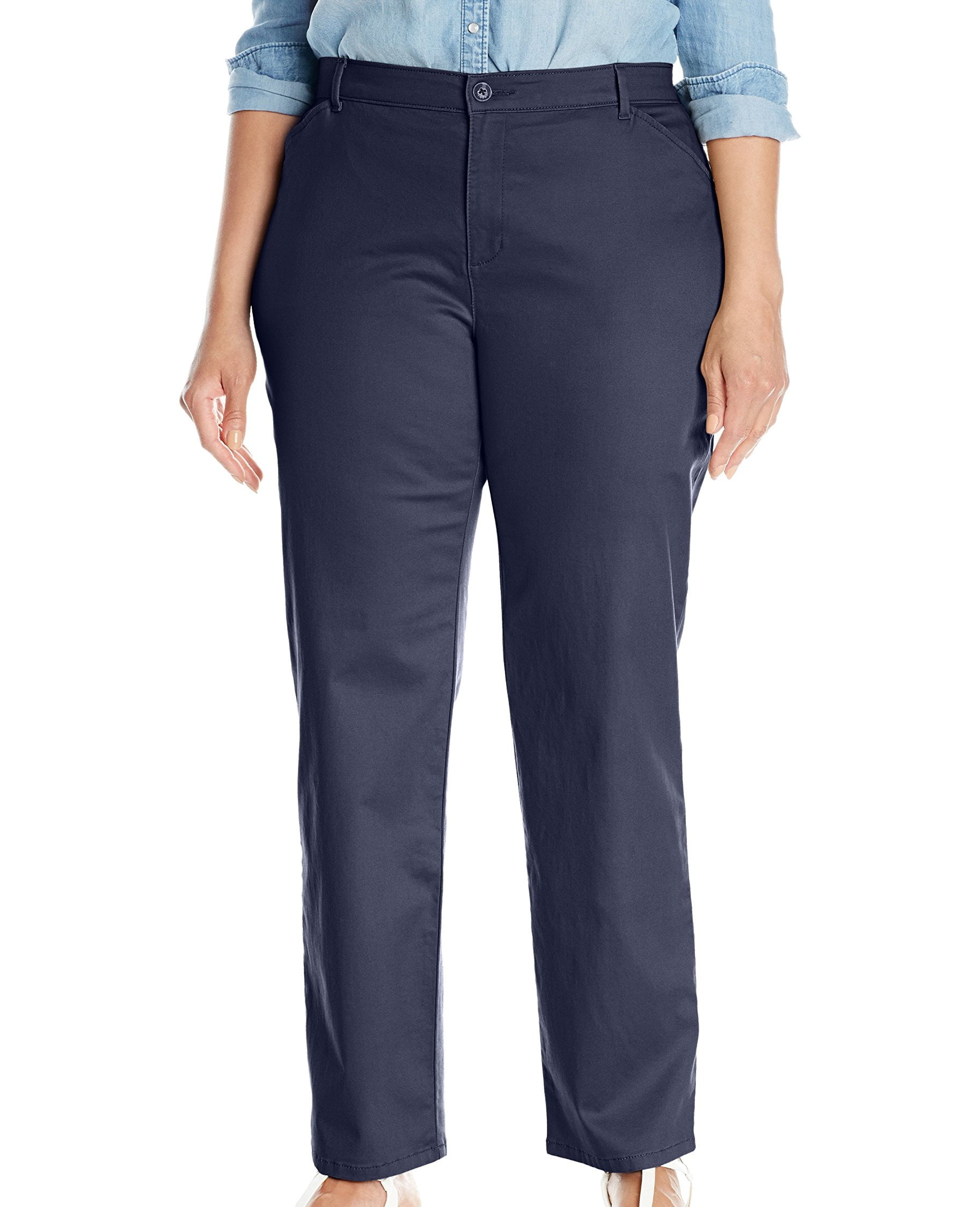 Womens Pants Plus Straight Leg Mid Rise Stretch 24W Womens Pants Plus Straight Leg Mid Rise Stretch 24W