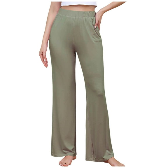 Womens Pants Pockets Casual Solid Color Casual Trousers,Pants for Women Plus Size Green XL