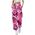thumbnail image 1 of Womens Pants Printed Cartoon Sweatpants With0Pockets Festival Drawstring Pink Womens Trousers M, 1 of 4
