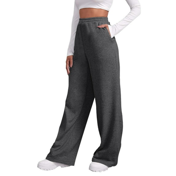 Womens Pants ’S Lined Sweatpants Wide Straight Leg Bottom Sweatpants Joggers Workout High Waisted Yoga With Pockets Daily-Wear