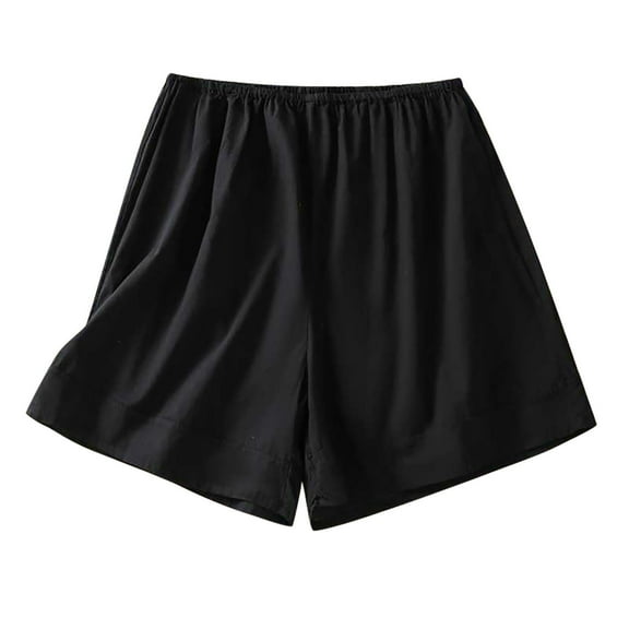 Womens Pants Slim Fit Solid Color Slacks Straight Leg Shorts Wide Leg Trousers Elasticated Waist Pants Pleated Slacks Base Shorts Hawaiian Beach Lounge Trousers 2025 Saving Day