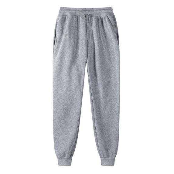 Womens Pants Solid Color Elastic Waist Drawstring Slim Casual Workout Wide Straight Leg Sweatpants With Pocket Daily-Wear,Gray,L