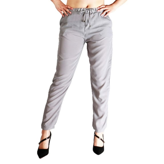 Womens Pants Solid Color High Waist Stretch Slimming Pants Casual Sports Commuting Simple Trousers Lace Up Fashion Versatile Pants