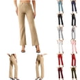 thumbnail image 1 of Womens Pants Solid Color Office Trousers With Elastic Waist Straight Leg Comfortable for Work Breathable Grey S, 1 of 8